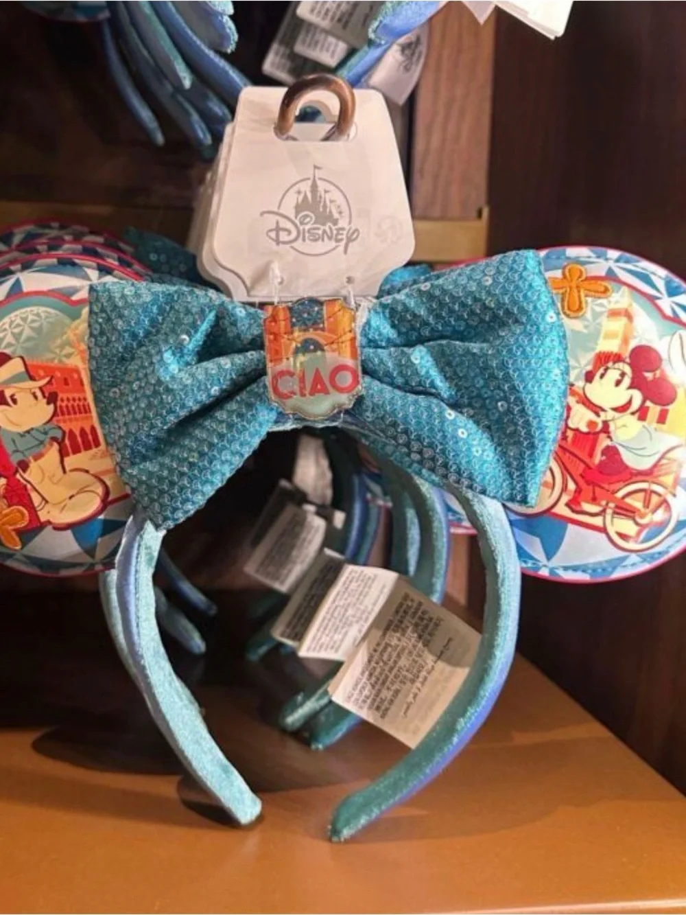 Loungefly Viva Topolino Blue and Orange Mini Backpack with Sequined Ear Headband